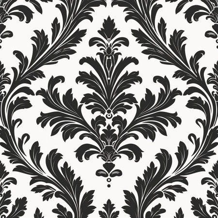 Damask seamless pattern. Vector illustration. Black and white ornament.の素材