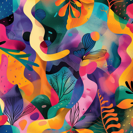 Seamless pattern with abstract doodle elements. Vector illustration.の素材