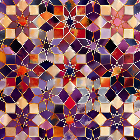 Seamless pattern with mosaic ornament. Hand-drawn illustration.の素材