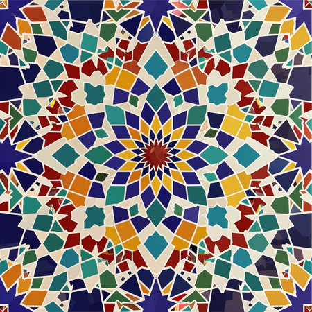 Colorful mosaic seamless pattern. Islamic, indian, arabic motifs.の素材