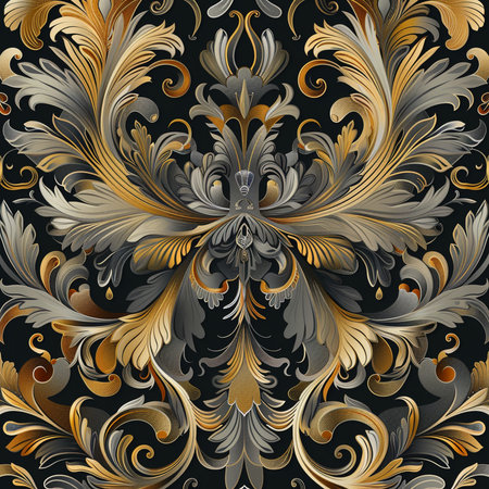 Seamless pattern with gold ornament in baroque style.の素材