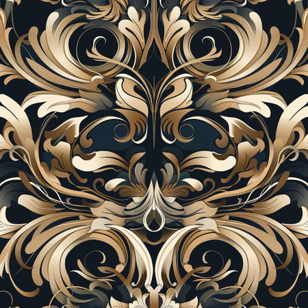 Seamless pattern with gold vintage baroque ornament. Vector illustrationの素材