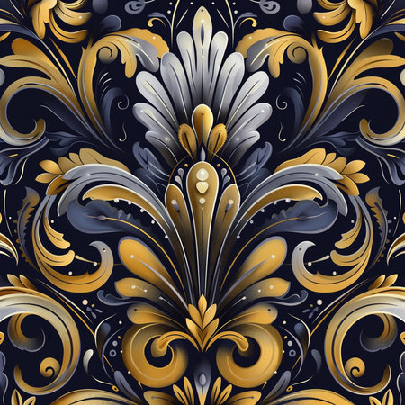 Seamless baroque damask pattern. Vector illustration.の素材