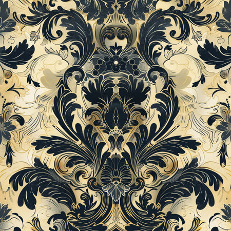 Seamless damask pattern. Vintage vector background. Baroque style.の素材