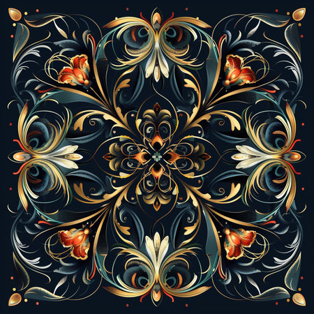 Ornate floral pattern in the style of baroque. You can use it for invitations, notebook covers, phone cases, postcards, cards and so on.の素材