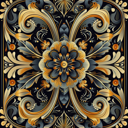 Ornate seamless texture in the style of baroque.の素材