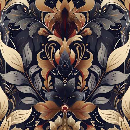 Seamless pattern with vintage baroque ornament. Vector illustration.の素材
