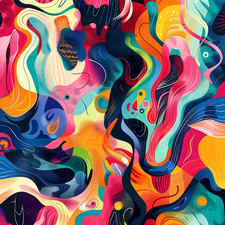Seamless pattern with abstract wavy shapes. Vector illustration.の素材