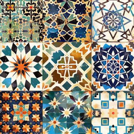 Seamless pattern of ceramic tiles in moroccan style.の素材