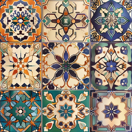 Seamless pattern of ceramic tiles in morocco style.の素材