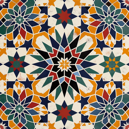 Colorful Moroccan tiles. Seamless pattern. Vintage ceramic tiles.の素材