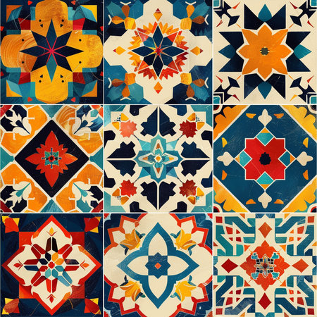 Seamless pattern of ceramic tiles in portuguese style.の素材