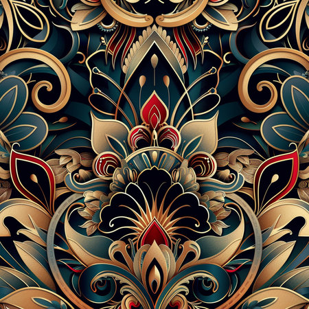 Seamless pattern with paisley ornament. Vector illustration.の素材