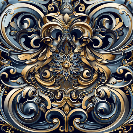 Seamless patterned background in the style of baroque.の素材