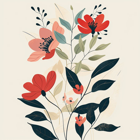 Floral background with flowers and leaves. Vector illustration. EPS10の素材