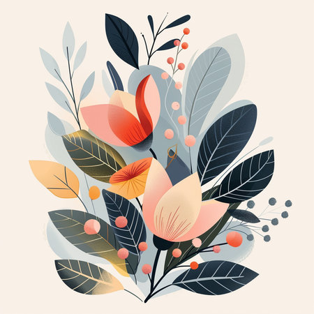 Floral background with hand drawn flowers and leaves. Vector illustration.の素材