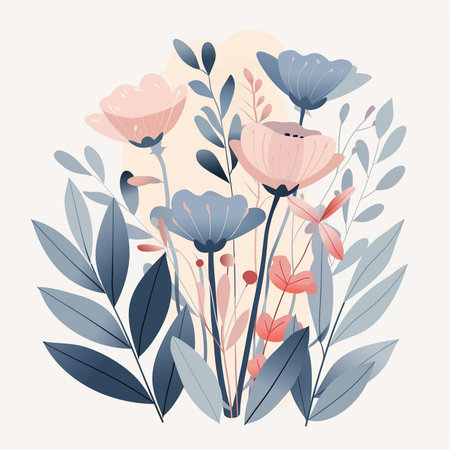 Flower bouquet. Hand drawn vector illustration in flat style.の素材