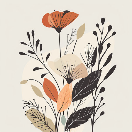 Floral background with hand drawn poppies. Vector illustration.の素材
