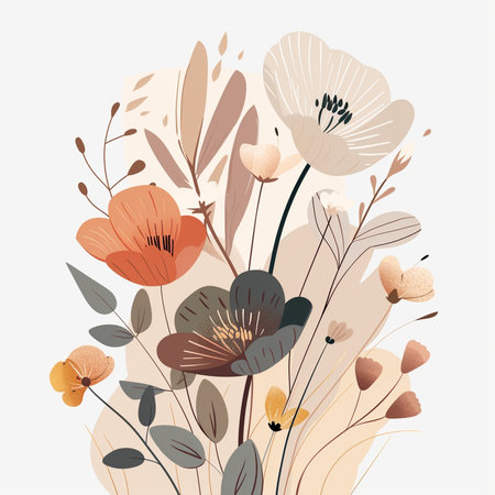 Floral background with poppies. Hand drawn vector illustration.の素材