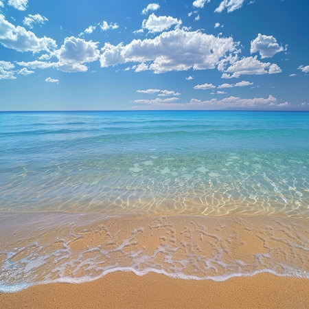Beautiful sandy beach and turquoise sea. Summer landscape.の素材