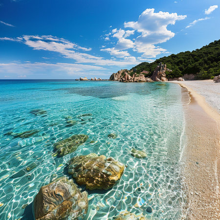 Beautiful sandy beach on the island of Sardinia, Italy.の素材