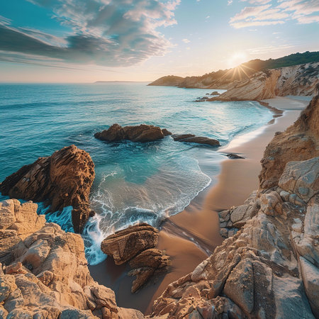 Beautiful sunset at the beach in Costa Paradiso, Sardiniaの素材