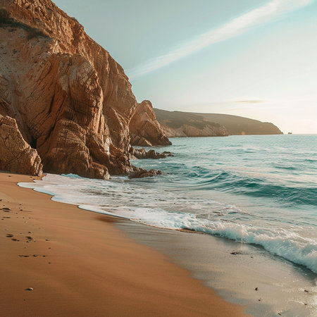 Beautiful seascape. Composition of nature. Sea and sand.の素材