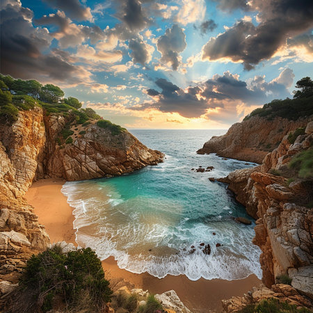 Costa Paradiso beach at sunset, Sardinia, Italy.の素材