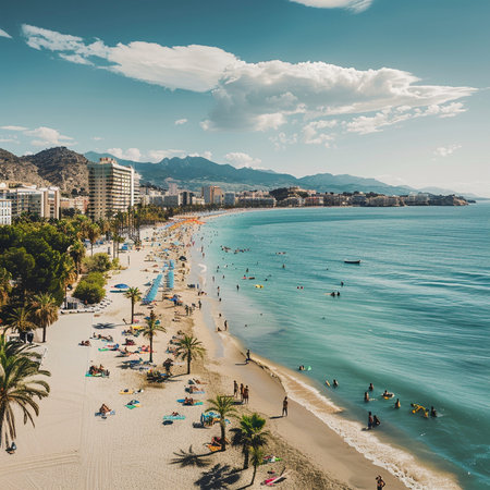 Aerial view of Calpe beach, Alicante province, Spainの素材