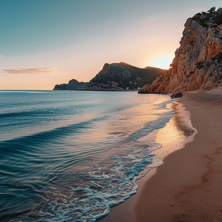 Beautiful sunset on the beach of Lefkada, Greeceの素材