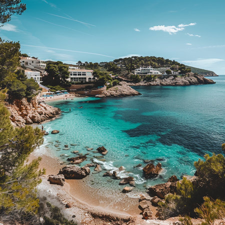 Beautiful view of Cala Lloret de Mar, Costa Brava, Catalonia, Spainの素材