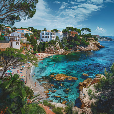 Beautiful view of Cala Figuera beach in Costa Brava, Catalonia, Spainの素材