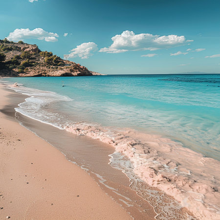 Beautiful sandy beach on the island of Crete, Greece.の素材