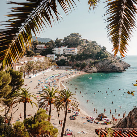 Beach in Cala Figuera, Costa Brava, Catalonia, Spainの素材