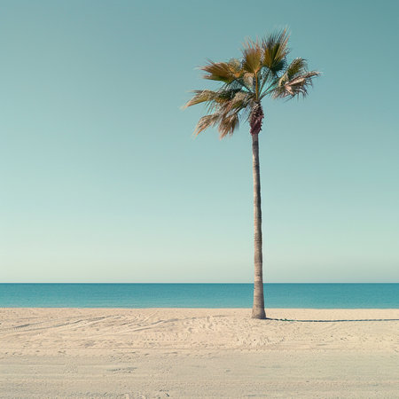 Palm tree on the beach in San Diego, California, USAの素材