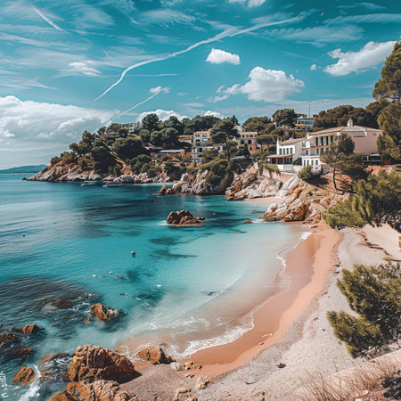 Costa Paradiso beach in Tossa de Mar, Spainの素材