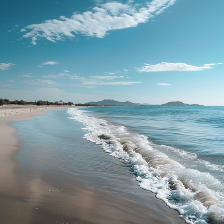 Beautiful tropical beach and sea landscape with blue sky - Vintage Filterの素材