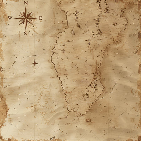 Old map with compass and wind rose. Elements of this image furnished by NASAの素材