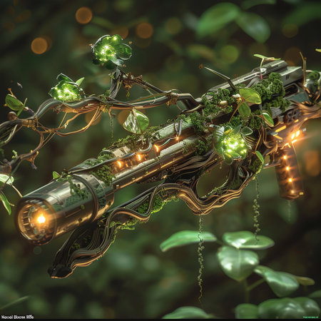 Wedding decoration with green leaves and bokeh lights.の素材
