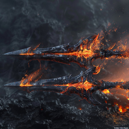 Flaming scabbard in the city. 3d renderingの素材