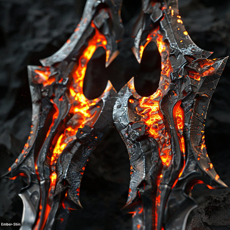 Flaming black lava in the form of a dragon, close-upの素材