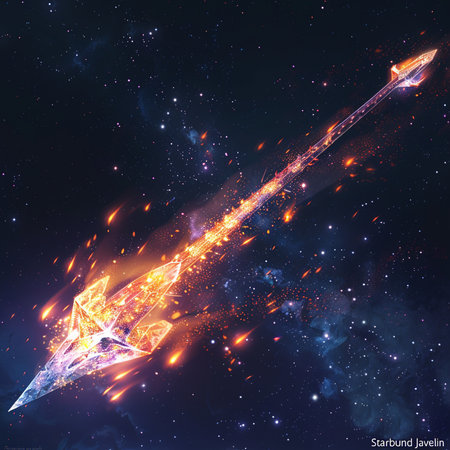Magic crystal sword in space. Fantasy vector illustration for your design.の素材
