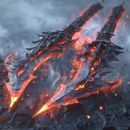 Fiery dragon. 3d illustration. Fire and smoke. Fantasy.の素材