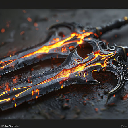 Flaming sword on a black background. Close-up.の素材