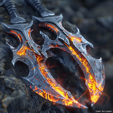 Flaming scabbard on coal background. 3d illustrationの素材