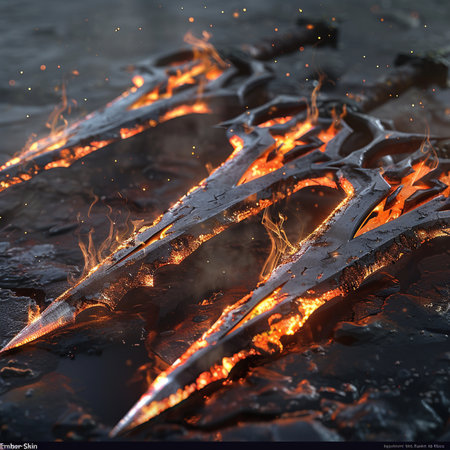 Burning metal in the fire. Burned metal in the fire.の素材