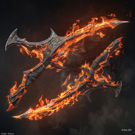 Flaming sword with flame on black background. Vector illustration.の素材