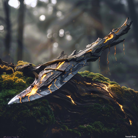 Fantasy forest scene with a dead tree. 3D Renderingの素材