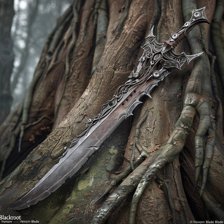 Fantasy image of a dagger in a tree. 3D Renderingの素材