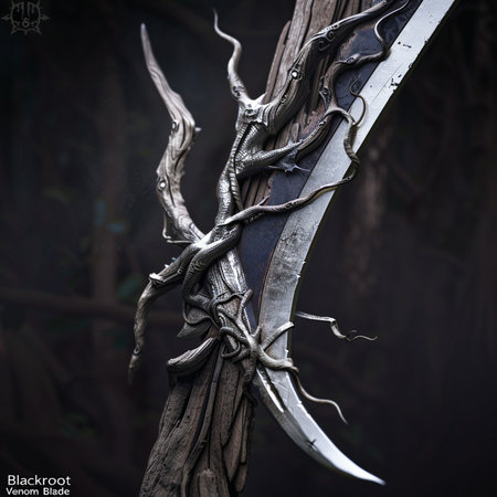 The sharp blade of the sword on a dark background. 3d renderingの素材